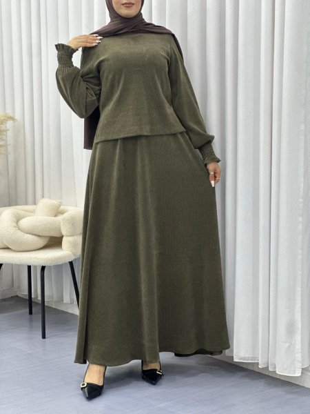 فستان خمري زيتي فاتح